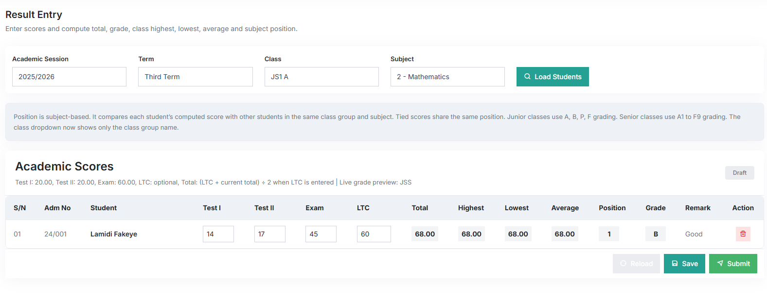 Citadel E-Result Management Portal