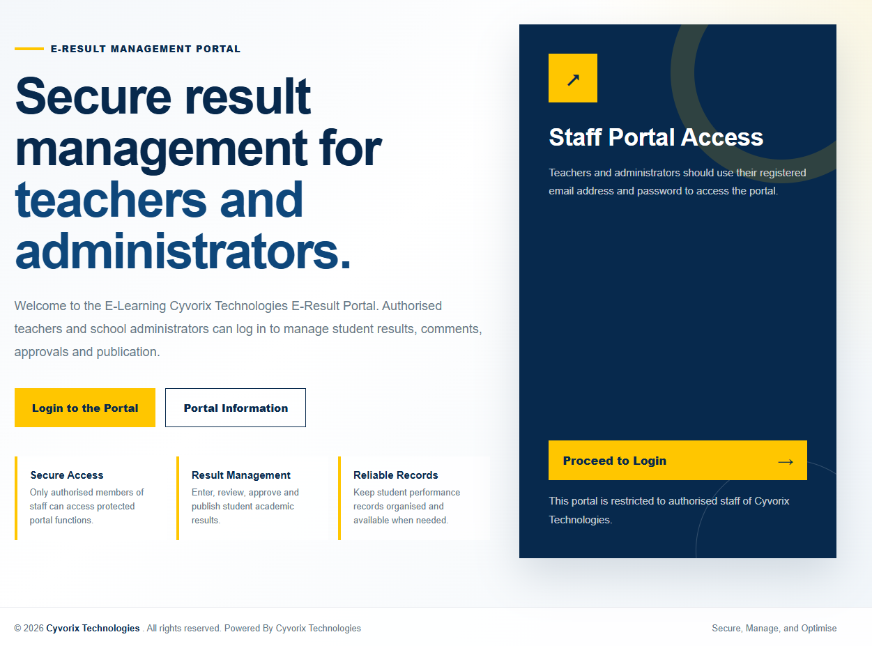 Citadel E-Result Management Portal