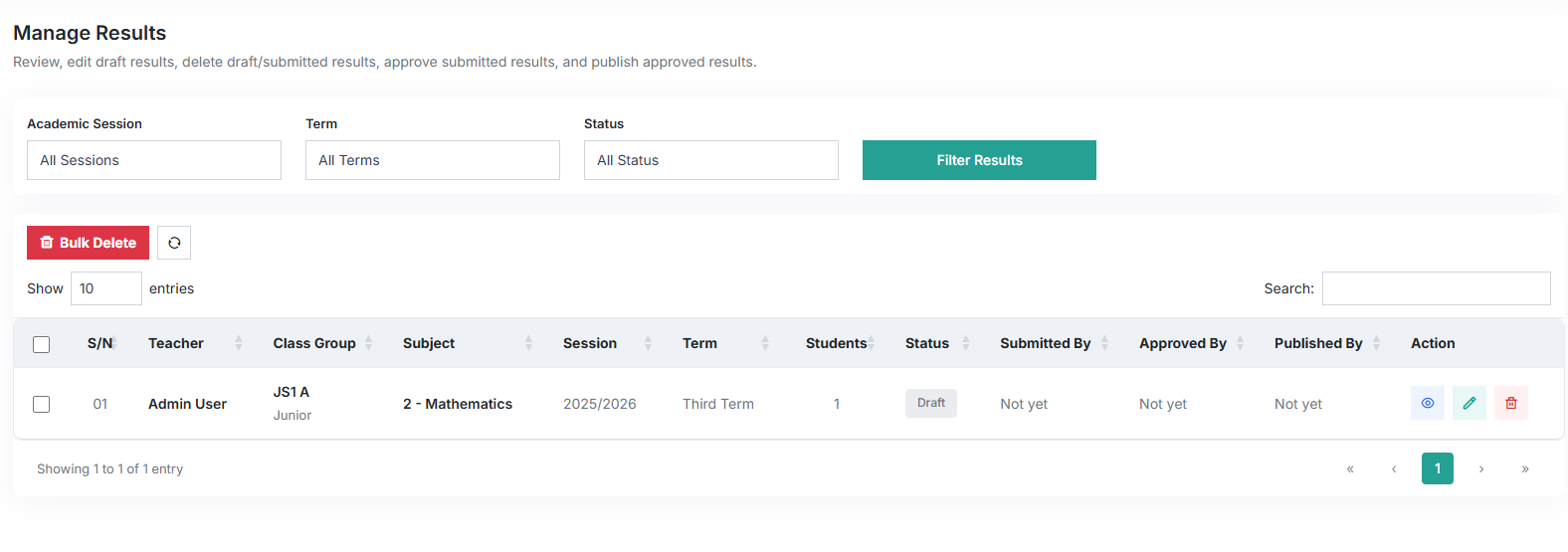 Citadel E-Result Management Portal